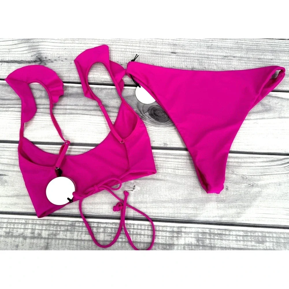 TULAROSA RAEA BIKINI TOP SOLANGE BOTTOM SWIMSUIT Women's‎ Size XL HOT PINK